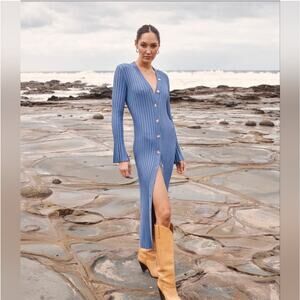 ENA PELLY Maci Knit Midi Dress in Deep Blue Sz 6